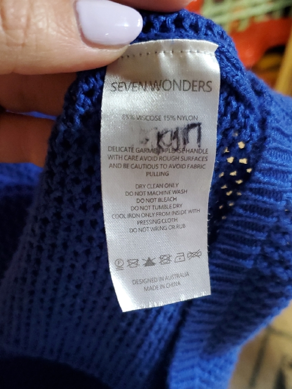 Seven Wonders Long Sleeve Royal Blue Knit Backless Dress - Picture 4 of 6